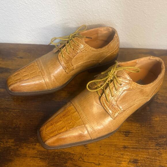 Lucio Ricci Other - Lucio Ricci Alligator Oxford Dress Shoes Men's Sz 9D Brown Camel Formal Classic